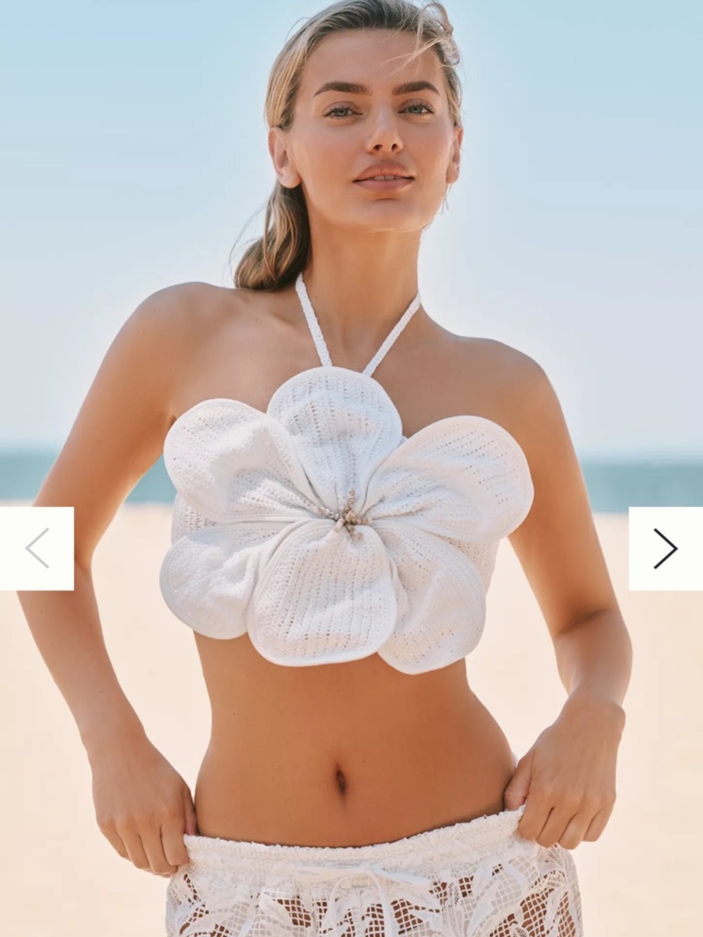 White Crochet Flower Halter Top